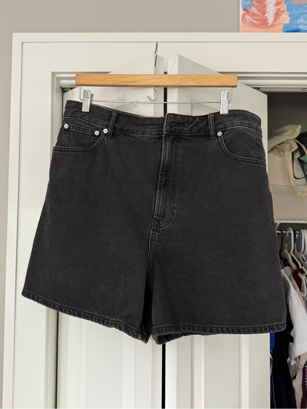 High-Waist Black Denim Women’s Shorts